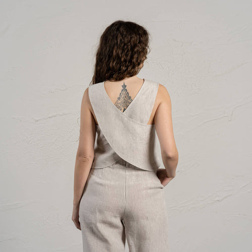 The Architectural Cross Back Linen Cami - Prime a Canvas - Natural Off-white