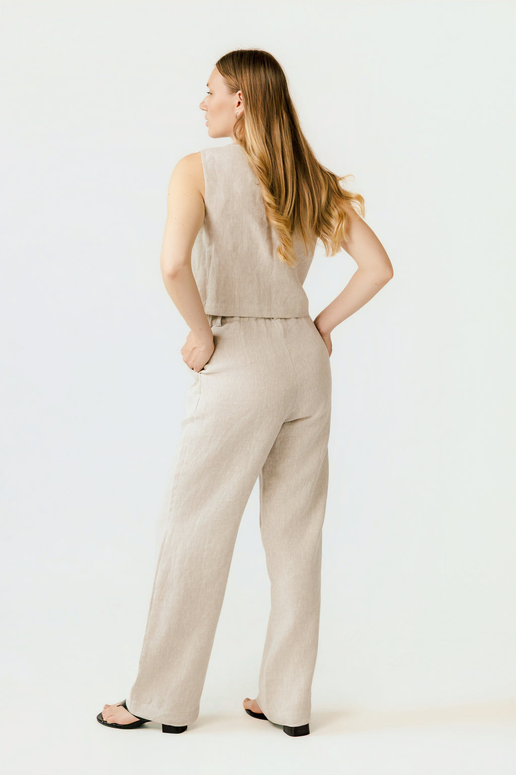 The Traveller High-Waist Wide-Leg Linen Pants - Prime a Canvas - Natural Off-white