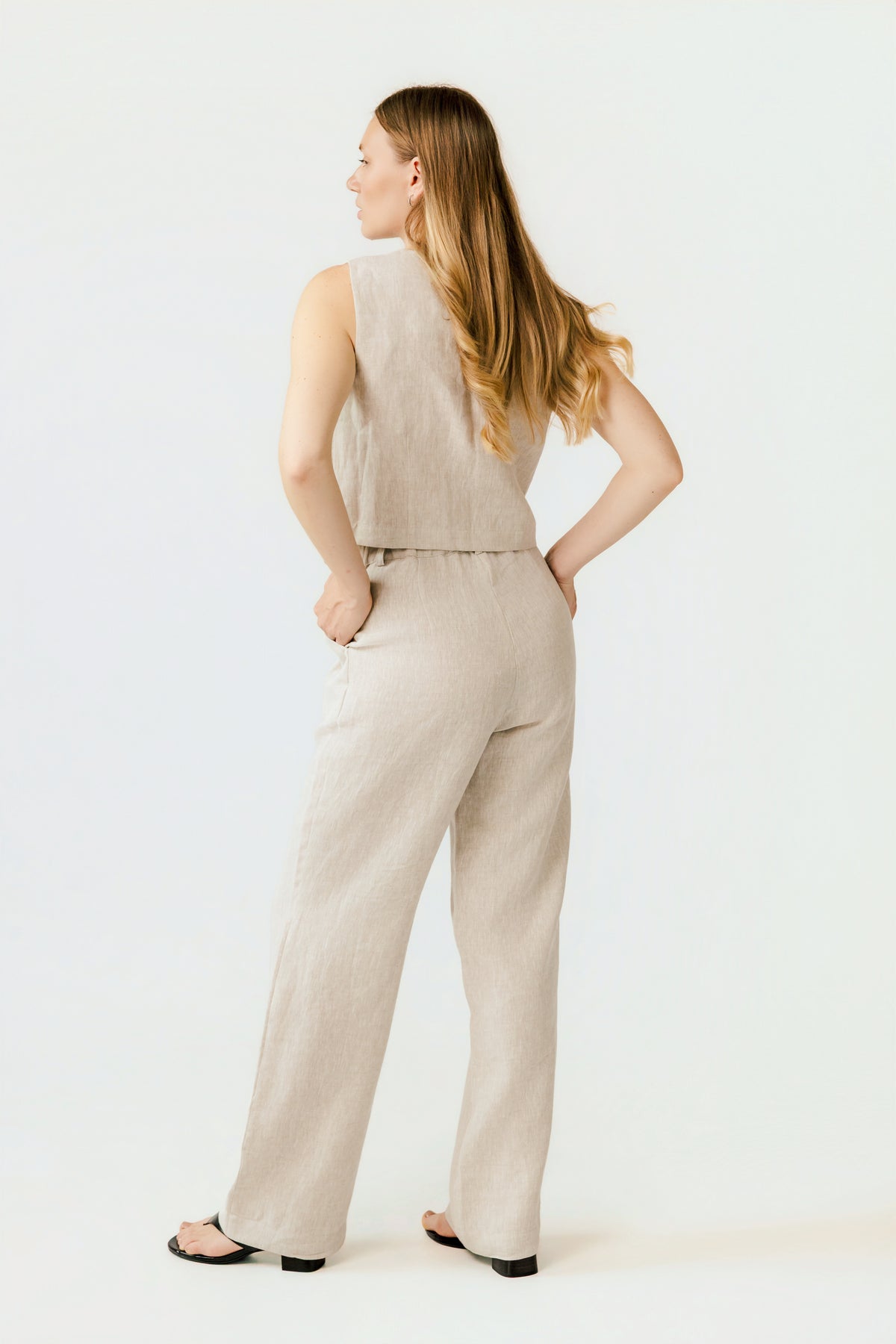 The Traveller High-Waist Wide-Leg Linen Pants - Prime a Canvas - Natural Off-white