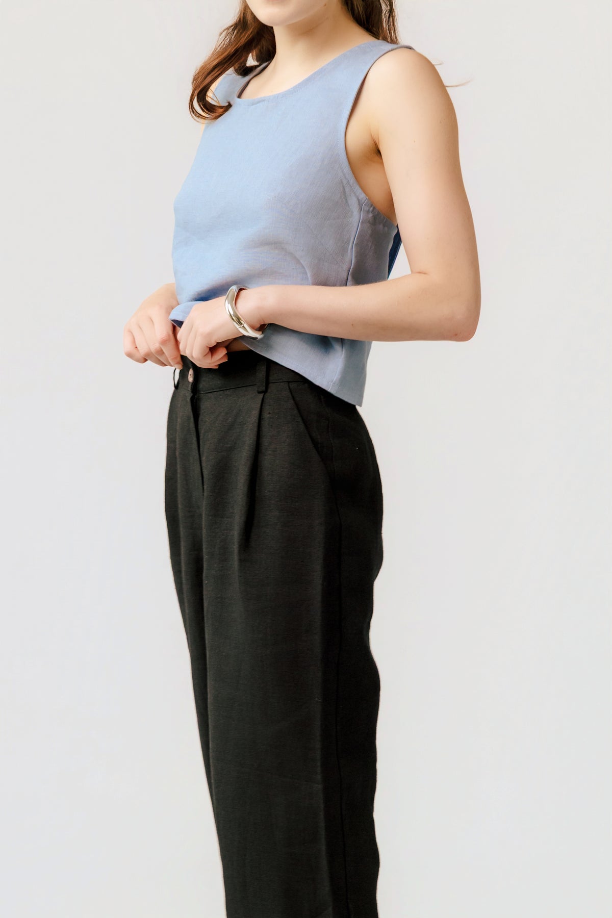 The Traveller High Waist Wide Leg Linen Pants - Dazzle Quietly - Deep Black