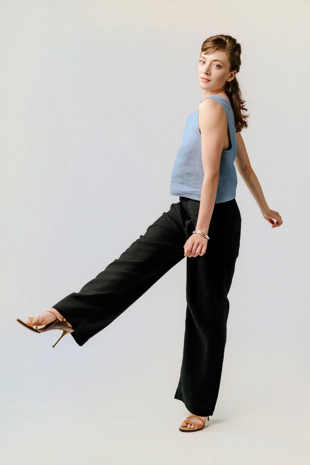 The Traveller High Waist Wide Leg Linen Pants - Dazzle Quietly - Deep Black