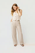 The Traveller High-Waist Wide-Leg Linen Pants - Prime a Canvas - Natural Off-white